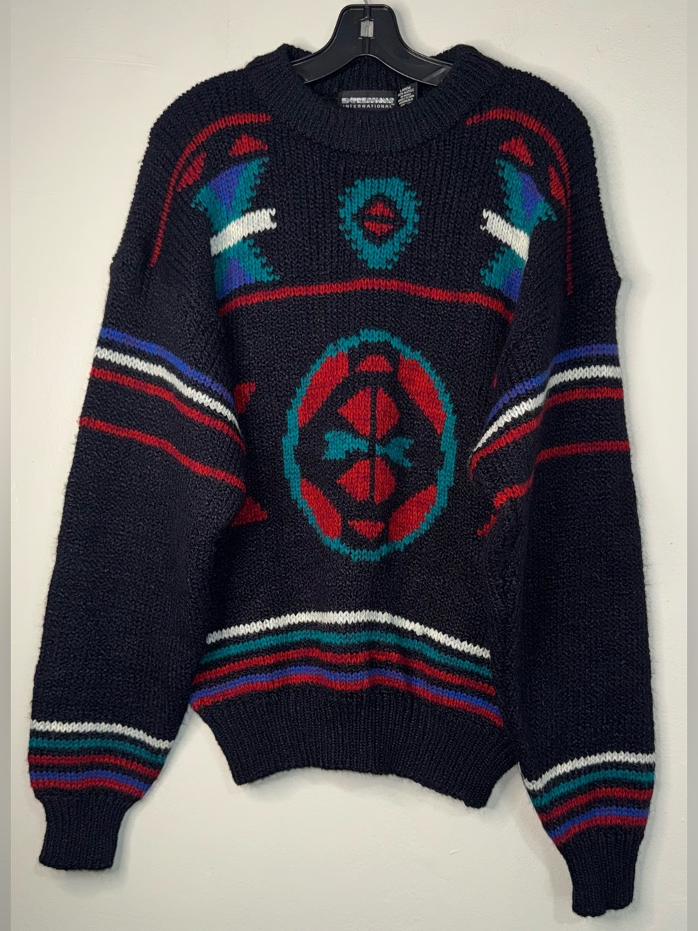 Navy Acrylic Knit Sweater - Large